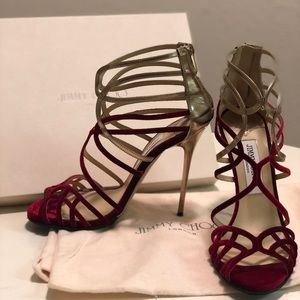 Jimmy Choo London - Red Velvet & Mirror Leather